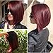 Lady Miranda Ombre Color Bob Wig Black to Burgundy Dark Roots Heat Resistant Synthetic Wigs No Bangs Wig for Women（Black&Burgundy）