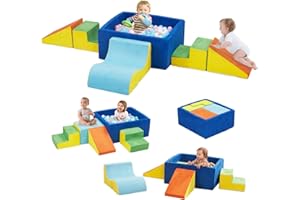 LOAOL Foam Climbing Blocks for Toddlers, Kids Climbing Toys with Large Ball Pit (No Ball Included), Soft Play Climbing for Toddlers, Indoor Crawling, Sliding and Playing