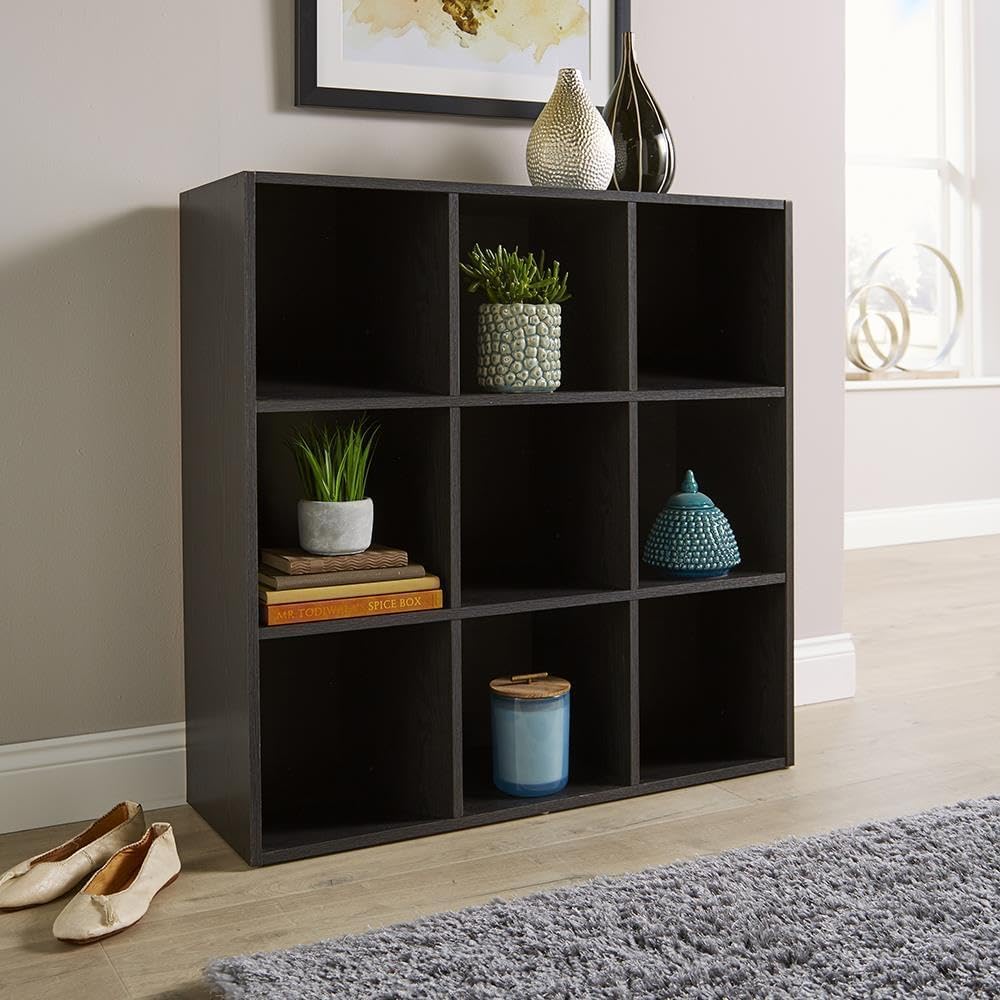 Home Source 9 Shelf Cube Bookcase Storage Unit Black