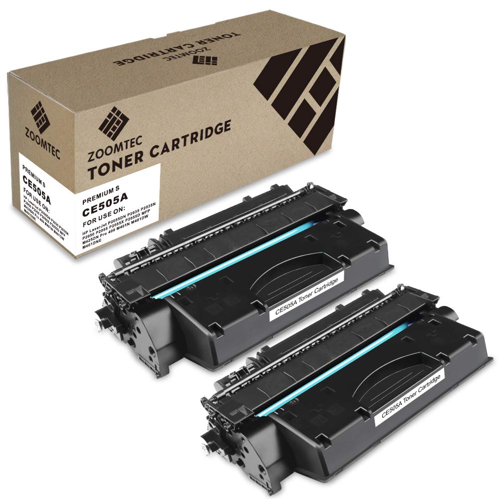 ZOOMTEC Compatible CE505A 05A Toner Cartridge Replacement for CE505X LaserJet P2035 P2035N, LaserJet P2050, LaserJet 2055 2055DN P2055D P2055DN P2055X Printer, 2300 pages Cartridge(2 Pack)