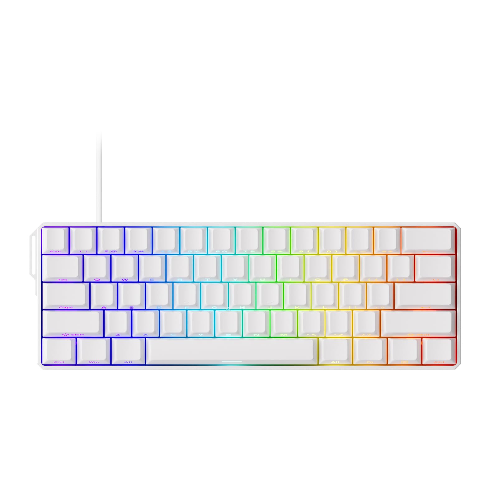 MONSGEEK FUN60 Ultra Rapid Trigger Gaming Keyboard 8k SP Magnetic Switch HE Aluminum Wired Keyboard 60% White Shine-Through, Glare Magnetic Switch