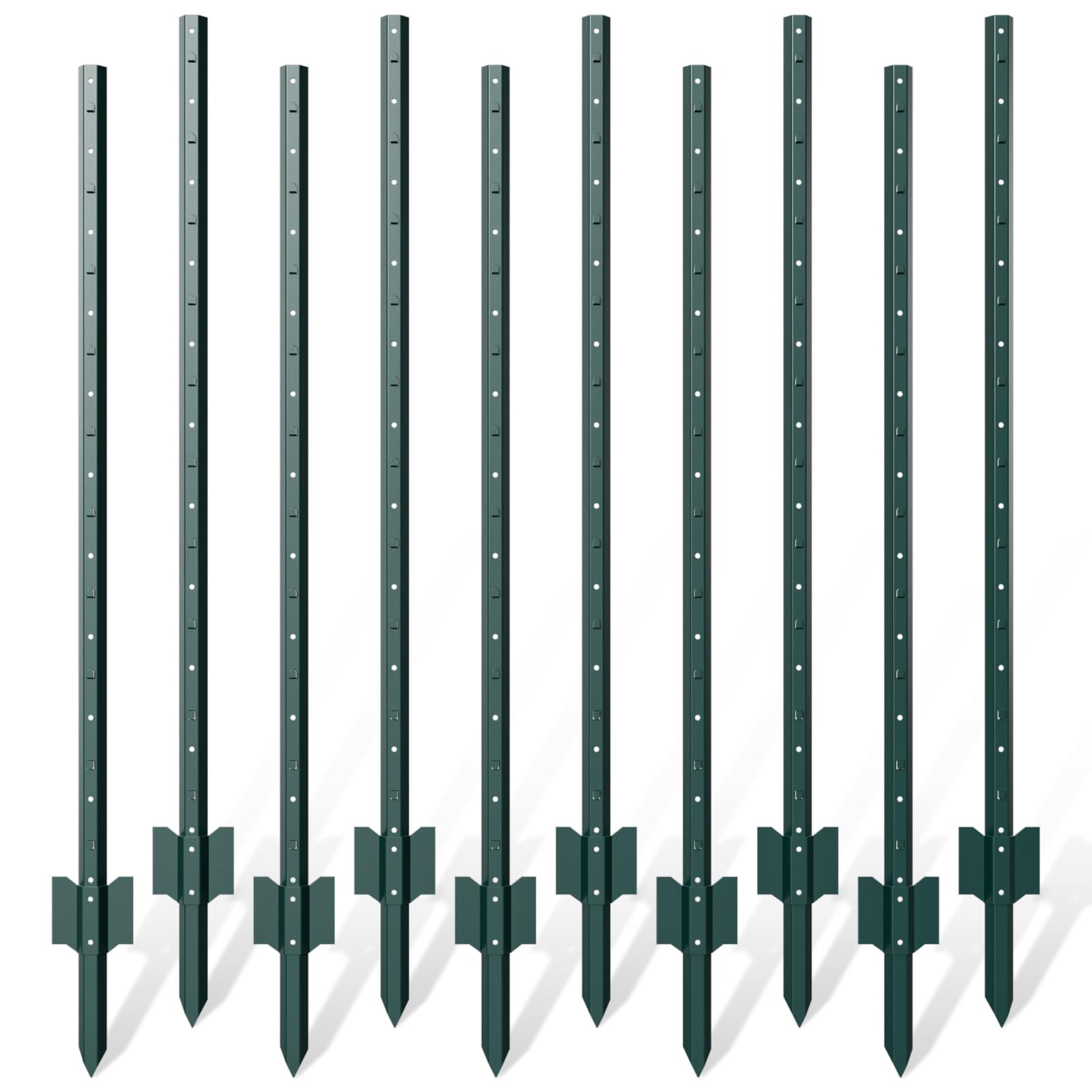 Photo 1 of 10 Pack Metal Fence Post, 6 Feet Heavy Duty Garden with U-Post, No Dig Garden Fence Stakes for Temporary Fencing, Corner Anchor