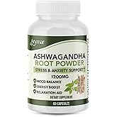 Arymar Ashwagandha Root Powder Capsules – 60 Capsules – Adaptogenic Herbal Supplement