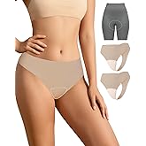 HAPUSS 2-Pack Seamless Thongs for Women Cotton Underwear No Show Panty Liners Workout G-String Thongs