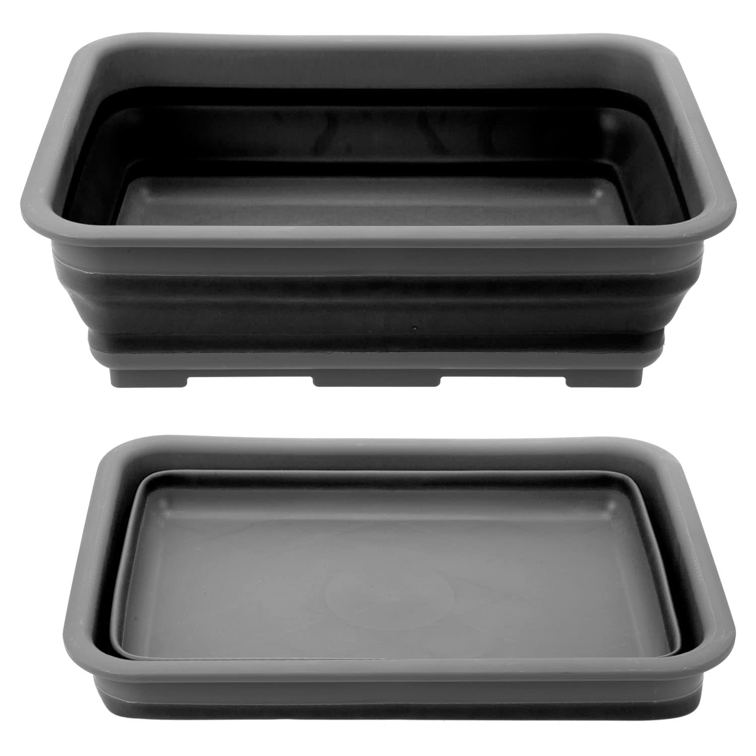 VFM - Pop Collapsible Black Basin Wash Bowl- Summit Outdoor Leisure, Durable, Camping, Holiday, Outdoor Living, Fishing, Travelling, Foldable, Space Saving
