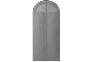 Kimmama Dress Bags for Gowns, Garment Bags for Hanging Clothes, Garment Protector Cover for Wedding Dress, Suit, Dance Costumes, Coat, PEVA, Grey, 23.6" x 65"