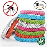 Mosquito Repellent Leather Braided Bracelet - 100% Natural Insect Repeller 10 pack, DEET Free, No Spray Pest Control Safe For Babies, Kids, Adults. Perfect for Outdoor and Indoor. Multicolor