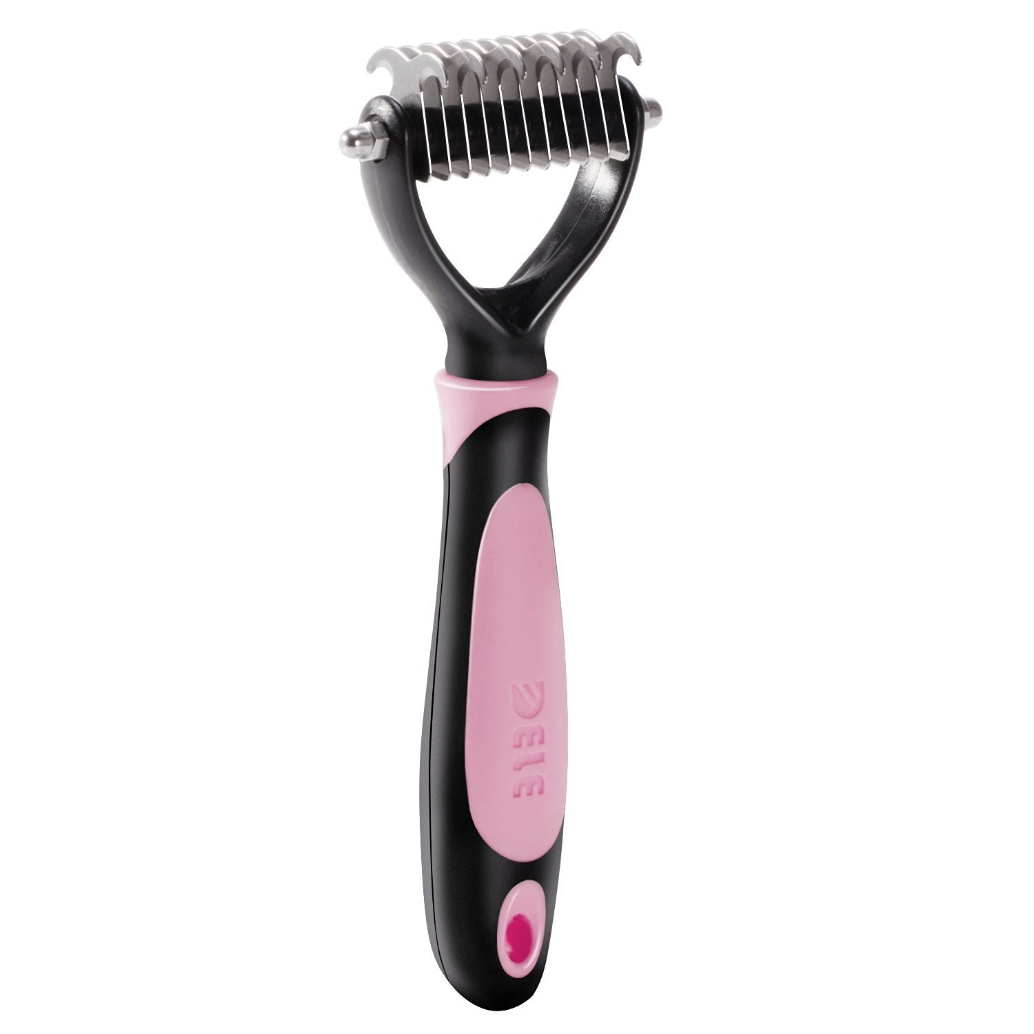 [Dematting Comb]CELEMOON Pet Rake, Dual Sided 6 + 11 Teeth, Professional Pet Undercoat Dematting Comb Fur Grooming Rake Knot Cutter for Cats & Dogs, Pink