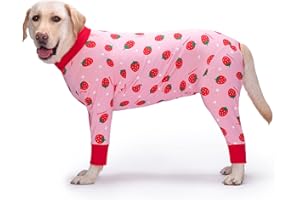 YEAPEETO Dog Recovery Suit After Surgery Female Male, Medium Large Dog Neuter Shirt Cone Alternatives Prevent Licking Surgical Onesies (Strawberry, 4XL)