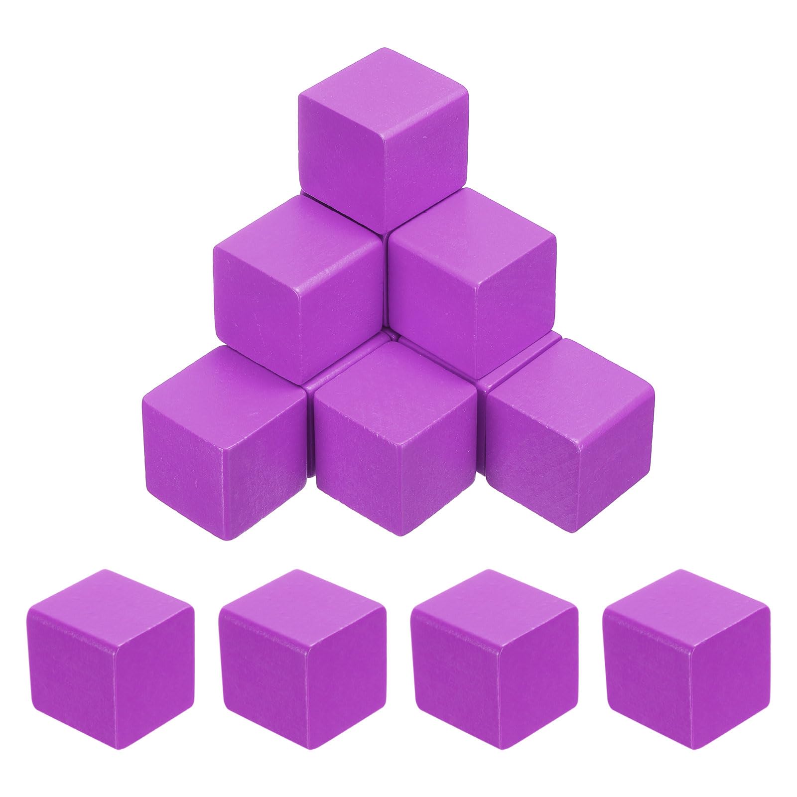 sourcing map 10Pcs Wood Blocks for Crafts, 3cm Unfinished Wood Cube Solid Wooden Blank Square Block for DIY Craft Projects Personalized Gifts, Purple