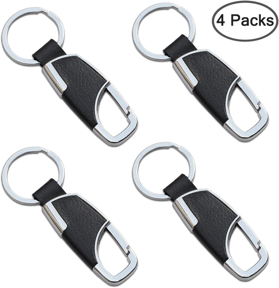 SourceTon 4 Packs Stainless Steel Key Chain with Leather, Premium Heavy Duty Car Home Office Keychain with Ring for Men and Women - Image 3