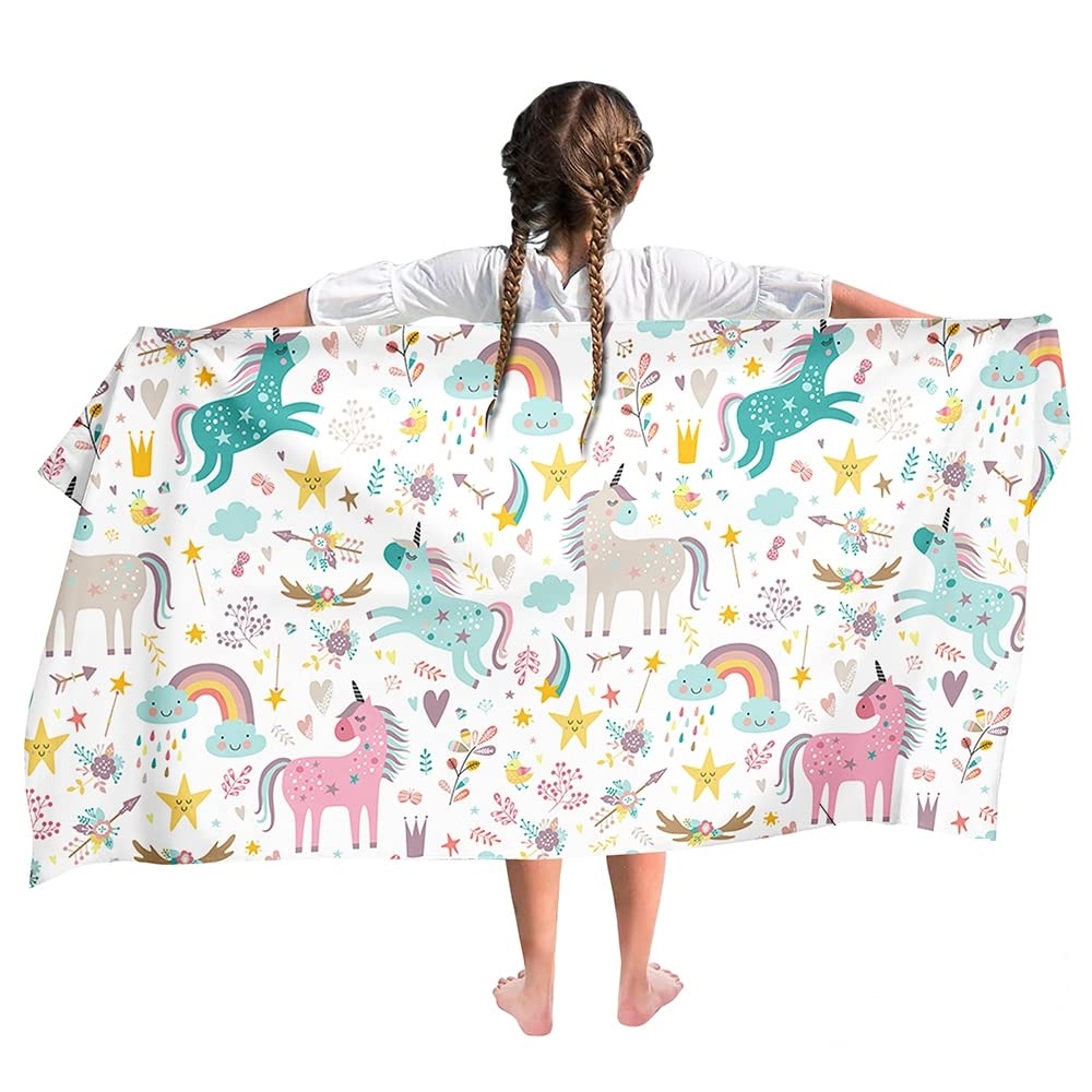 Ulticool Microfibre Children's Towel 140 x 70 cm - Unicorn Star Unicorn - Lightweight Travel Towel Quick Drying Bath Towel Beach Towel Sauna Towel Microfibre Microfibre - for Travel Beach Sports Girls