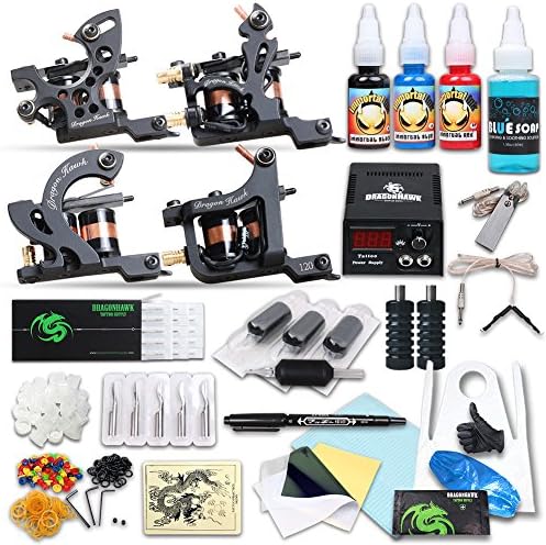 Lumenon Tattoo Complete Tattoo Kit 4pcs Coils Tattoo Machines Color Immortal Tattoo Inks Power Supply Tattoo Needles Tips Grips Tattoo Supplies for Tattoo Artists JF-2