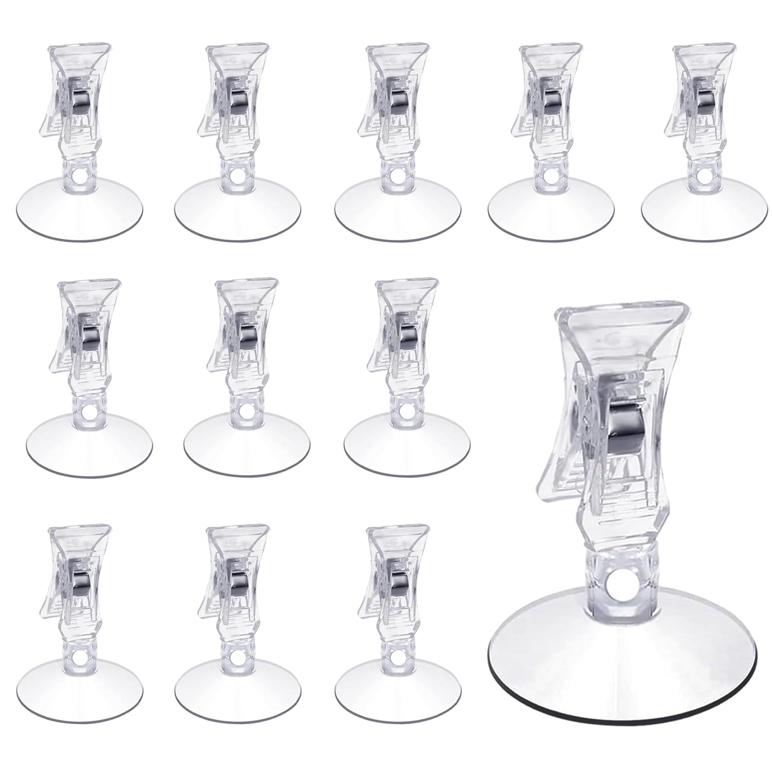 RXKFIGX 12 Pieces Strong Suction Cup Clips Multifunctional Stand Clear Clamps Wall Suction Cup Clips Suction Cup Hook Clip Holder Suction Cup Bulldog Clip Suitable for Glass Bathroom and Car