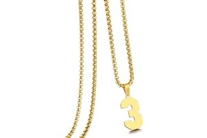 HSWYFCJY 18K Gold Number Necklace for Men,Stainless Steel Athletes Number Chain Charm Pendant Personalized Sports Jewelry for Boy Basketball Baseball Football Ice Hockey