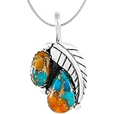 Turquoise Necklace 925 Sterling Silver Pendant & 20" Chain