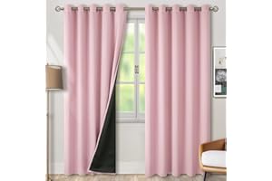 BGment Baby Pink 100% Blackout Curtains for Nursery Bedroom 84 Inch Length 2 Panels, Thermal Insulated Full Light Blocking Grommet Noise Cancelling Window Curtains for Girls Room, 60 Inch Wide Each