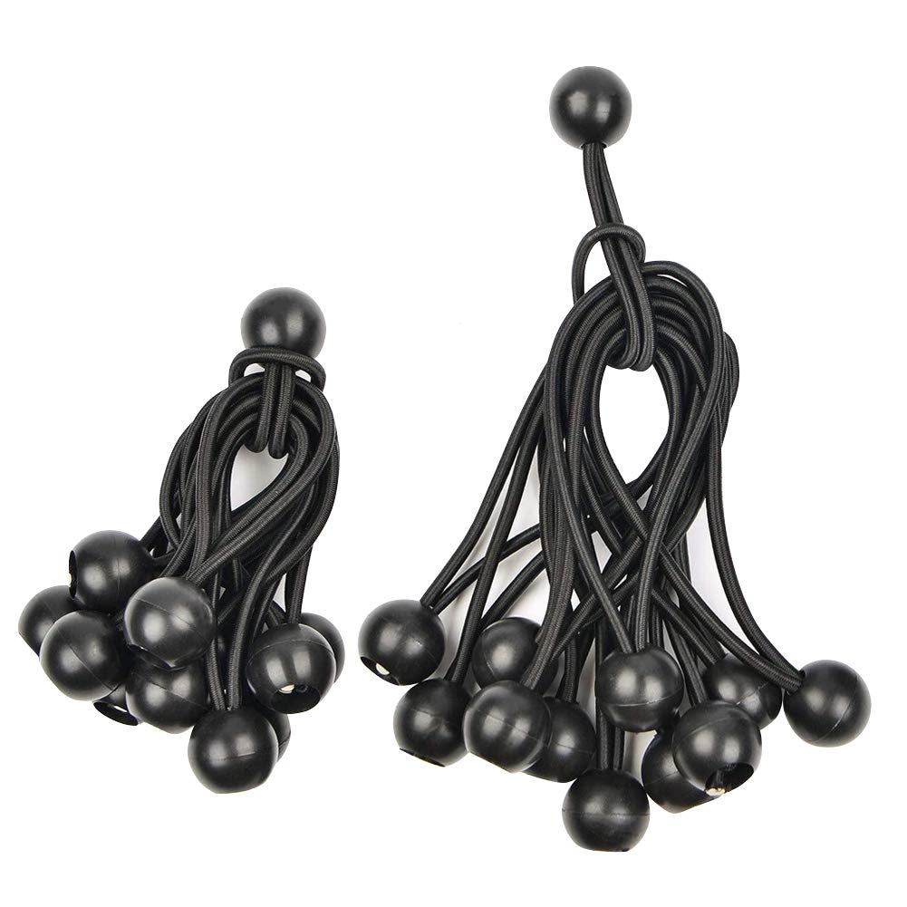 YIXISI 40 PCS Ball Bungee Cords, Bungees Balls, Tarpaulin Bungee Balls, Elasticated Tarpaulin Rope, Tarpaulin Straps, Tarp Bungee Cord, for fixed Banner, Tarpaulins, Tents (10cm and 20cm BLACK)