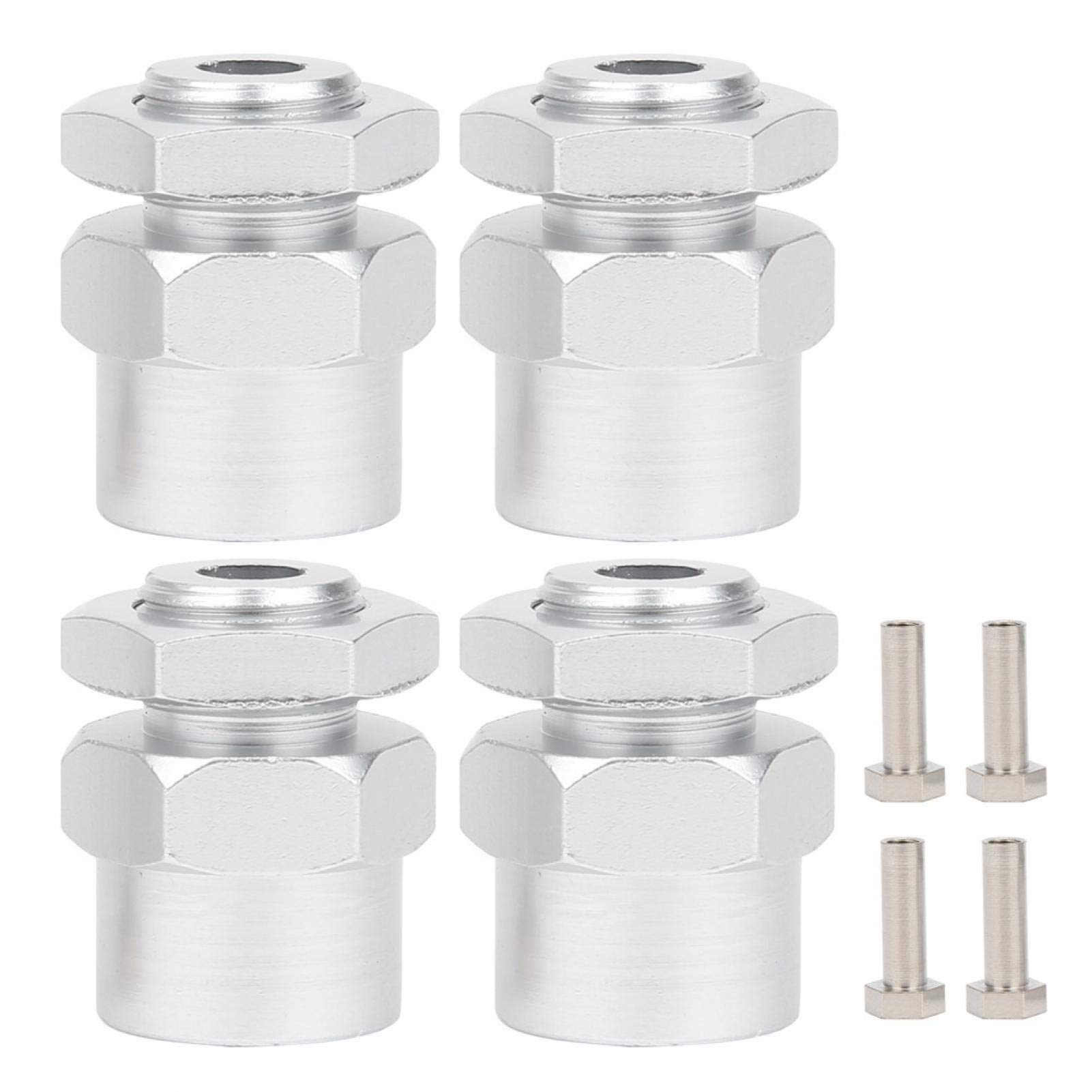 Alomejor Wheel Hex Conversion Adapter 12mm to 17mm RC Car Adapter Fit for 1/10 RC Crawler 15mm RC Car Upgraded(silver)