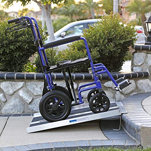 Clevr 3' (36" X 31") Extra Wide Non-Skid Traction Aluminum Wheelchair Scooter Loading Ramp, Lightweight Folding Portable, Holds Up to 600 lbs - Thumbnail 3