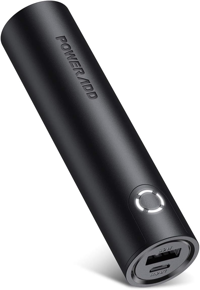 Poweradd EnergyCell 5000mAh Portable Charger Ultra-Compact Size Power Bank High-speed charging Universal External Compatible with iPhone, iPad, Airpods, Samsung, Huawei and More-Black