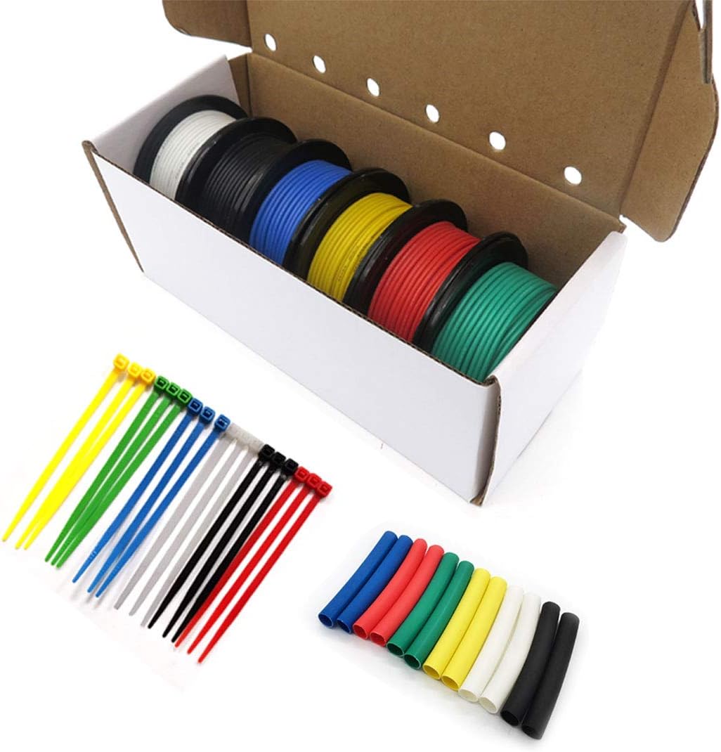 Fermerry 12 Gauge Stranded Wire Silicone Electronic Tinned Copper Hook up Wire 6 Colors 10ft Each 12 AWG Electric Automotive Wire (10 FT 6 Colors each, 12AWG)