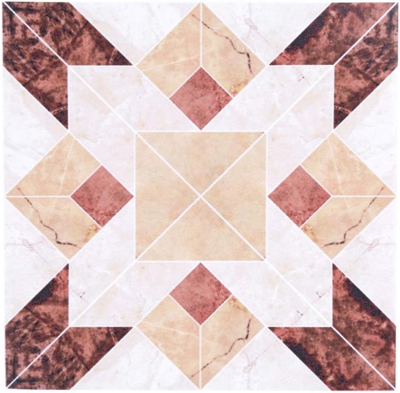 Yosoo Pack of 10 Self-Adhesive Square Tiles PVC Diagonal Floor Wall Stickers Vintage Bathroom 3D Home Kitchen Decor 12 cm x 12 cm (#01) - Image 5