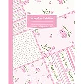 Pink Floral Coquette Composition Notebook: Shabby Chic College Rule Lined Journal With Flowers; 8x10"