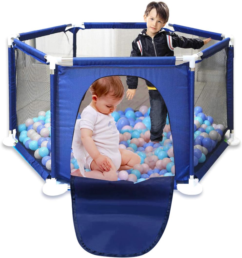 Portable Baby Playard Fence for Infants Indoor and Outdoor Play Centre with Carrying Case and Washable/Adjustable Baby Playpen, 6-Panel