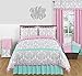 Sweet Jojo Designs Skylar Turquoise Blue, Pink Polka Dot and Gray Damask Window Valance
