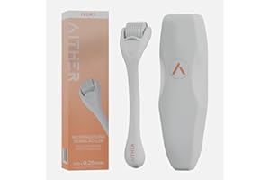 AITHER Derma Roller 0.25mm, Microneedle Roller for Face, Scalp & Beard - Derma Roller, Titanium Microneedling Scalp Roller | Safe for Beginners | For Both Women & Men - 1 Count, Ivory