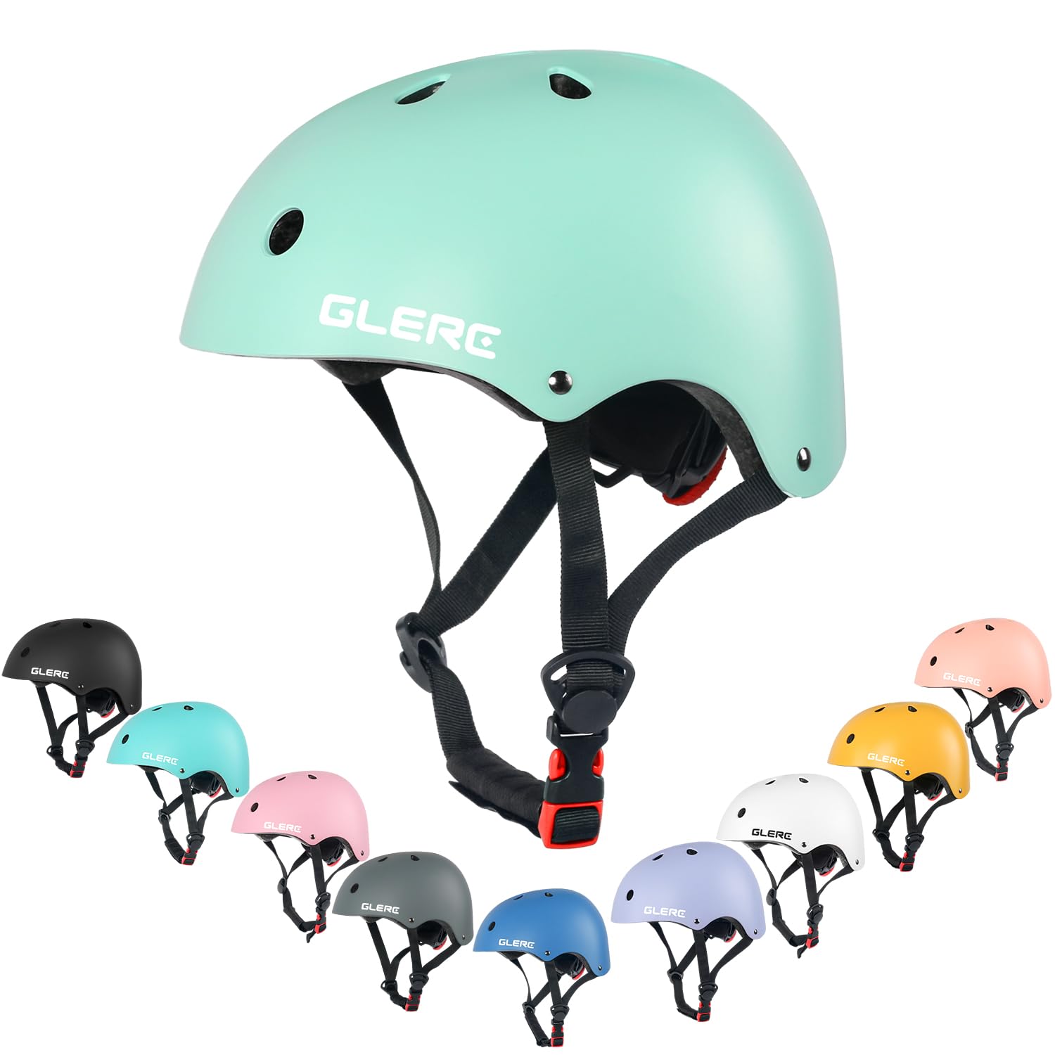Glerc Kids Multi-Sport Helmet for Boys & Girls Ages over 8 years old, for Bike, Scooter, Skate & More, Adjustable Size M, Mint Green