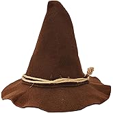 nigsouy Witch Wizard Hat for Adults, Felt Wide Brim Pointed Hat, Oktoberfest, Halloween Scarecrow Costume Accessory
