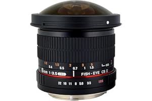 Rokinon HD8M-C 8mm f/3.5 HD Fisheye Lens with Removeable Hood for Canon DSLR 8-8mm, Fixed-Non-Zoom Lens