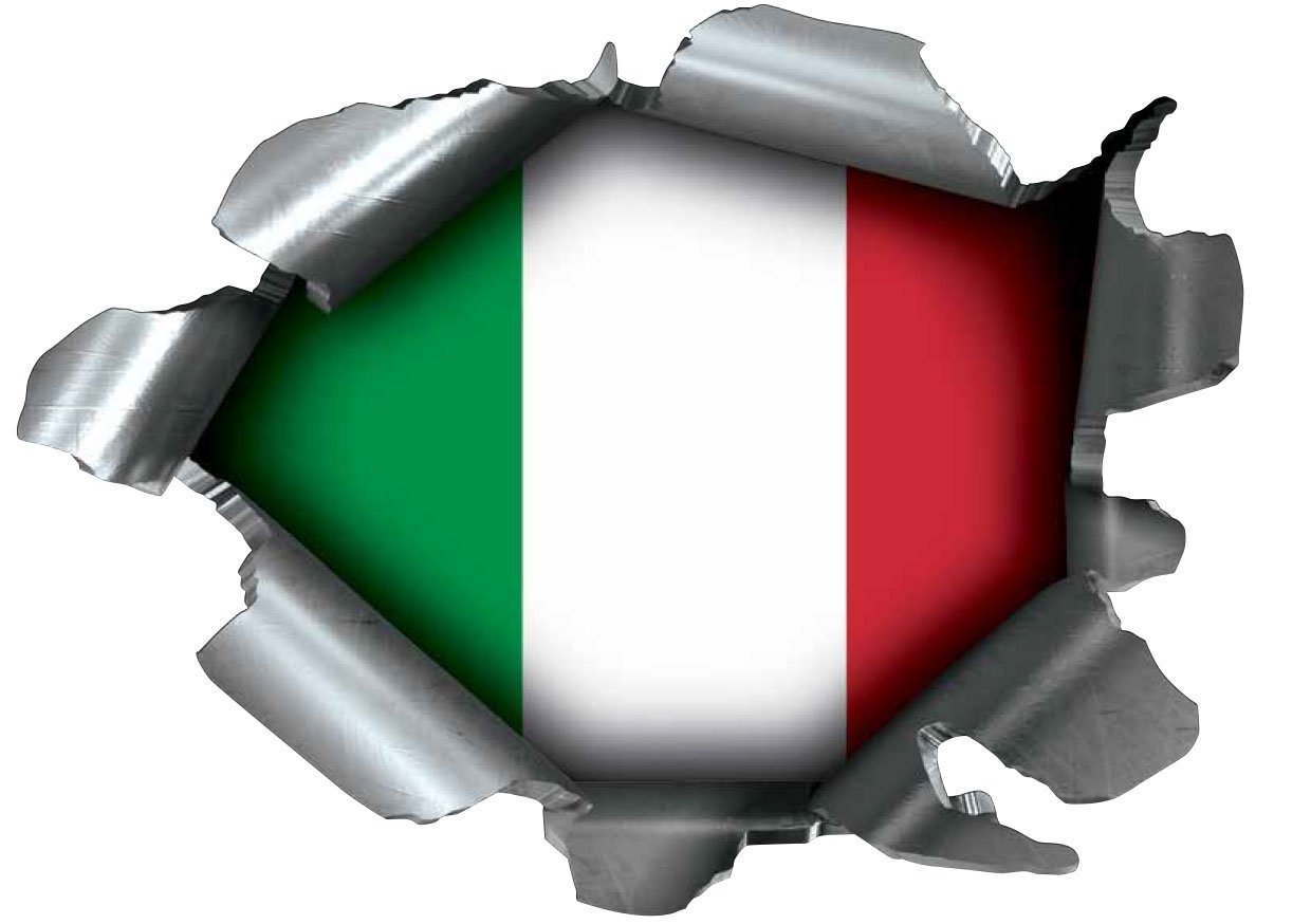 Speed Demons Pride Burst RIP Torn Tear Sticker Graphic SELF Adhesive for Any Surface Including LAPTOPS and Cars - Italy Italian Flag