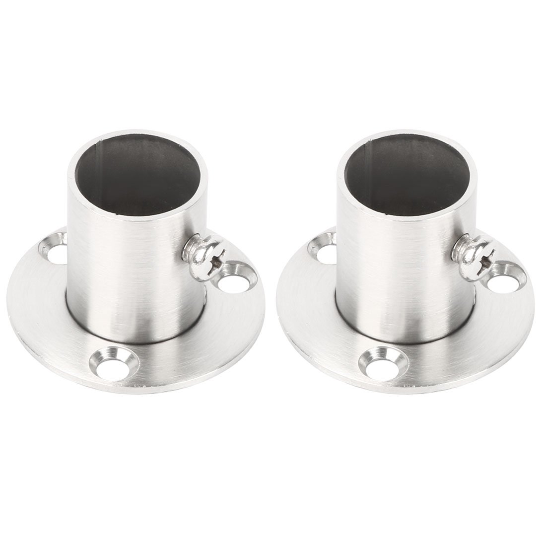 Sourcingmap Stainless Steel Cabinet Clothes Closet Rod Bracket Holder Flange Socket 19mm Dia 2 Pcs