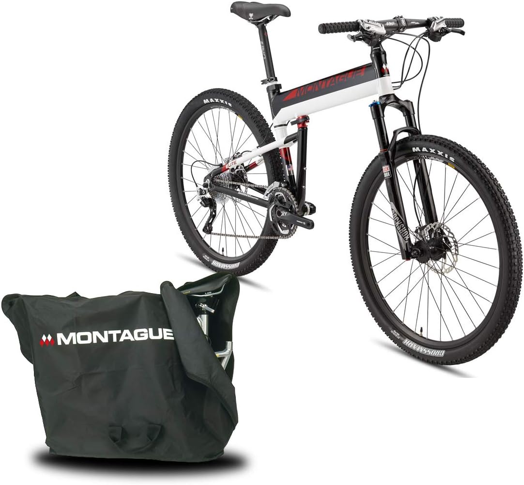 Montague Paratrooper Elite 30 Speed Folding Mountain Bike, Folding Bicycles for Adults, Folding Bicycle, Folding Bike Bundled with Carrying Case Bag and Outdoors Equipments Guide Book, Medium-18 Inch
