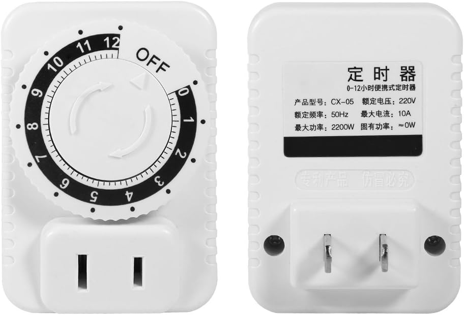 12 Hour Electrical Mechanical Timer Wall Plug Time Switch Digital Countdown Timer Socket 2 Prong Outlet