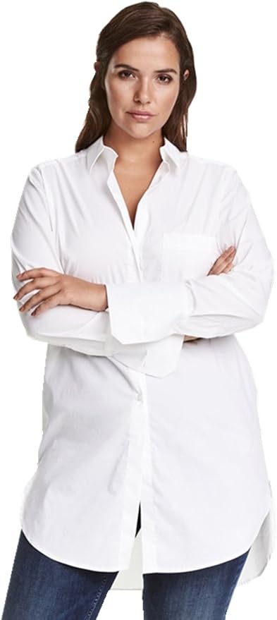 plus size white button up shirt