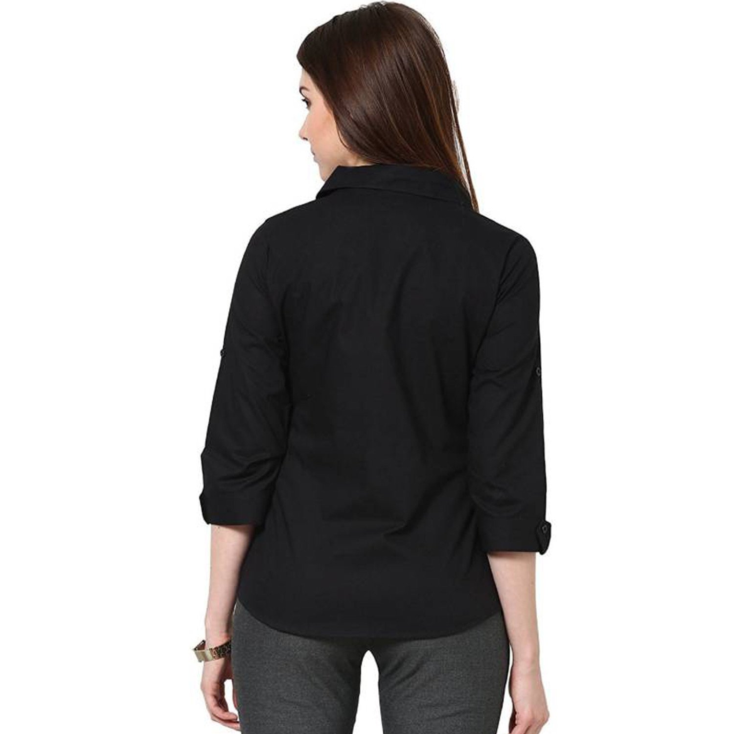 c.cozami women's casual/formal roll-up sleeves blue/red/pink shirts