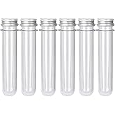 6PCS Plastic Test Tubes with Screw Caps 45ml Clear Tubes for Scientific Experiments, Party Decoration, Sample, Candy, Bath Salt, Storage