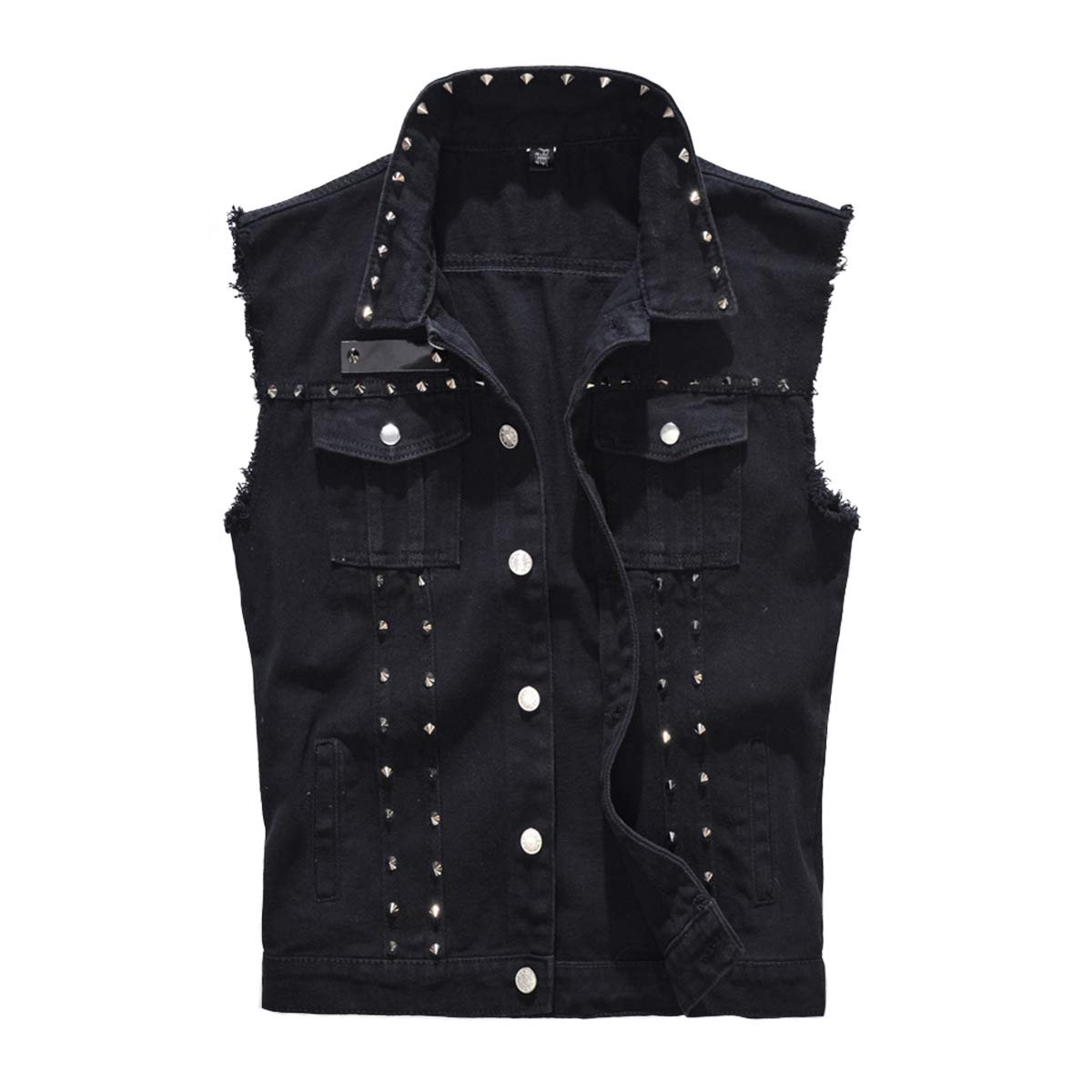 Photo 1 of Cekaso Men's Denim Vest Punk Sleeveless Jean Jacket Rocker Studded Vests,Black,2XL