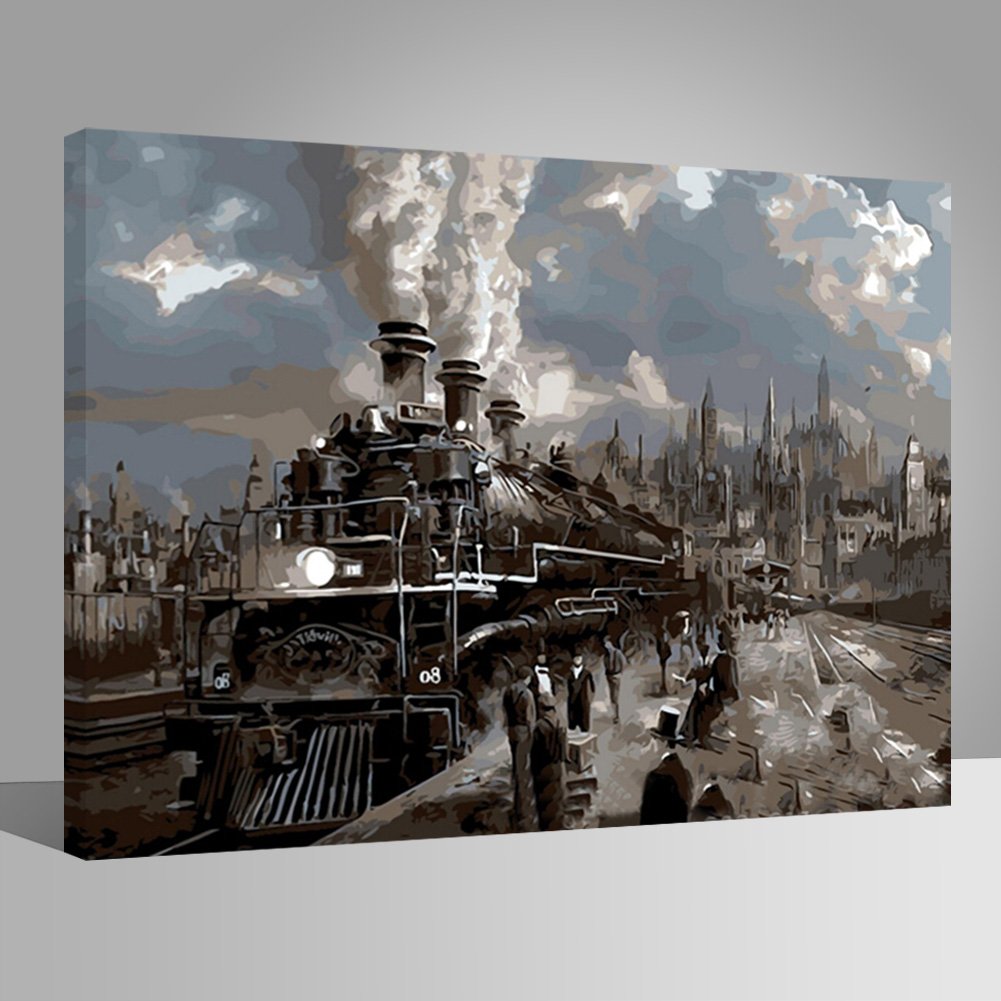 Train Departure Diy Painting By Numbers Kits Calligraphy Painting Acrylic Paint By Number For Home Decoration A Work Of Art Painting Calligraphy Aliexpress