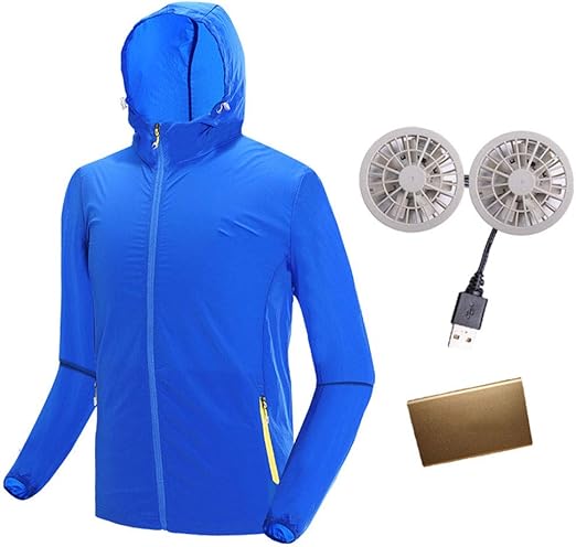 Amazon Co Jp 夏の冷房服メンズ釣り服 新しい日焼け防止服 多機能エアコン扇風機 ブルー M ホーム キッチン