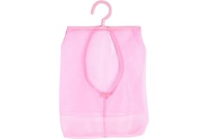 Pink Mesh Storage Bag with Hanger - Multi-Purpose Clothespin Bag Holder for Socks, Stockings, Underwear & More