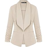 Unifizz Womens Casual 3/4 Sleeve Blazer Shawl Collar Open Front Cardigan Work Office Jacket with Pockets