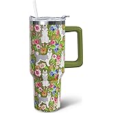 puhnhsv 40 oz Husky Tumbler with Handle, Insulated Stainless Dog Tumbler Coffee Travel Mugs Cup Water Bottle Husky Lovers Gifts for Women Girls