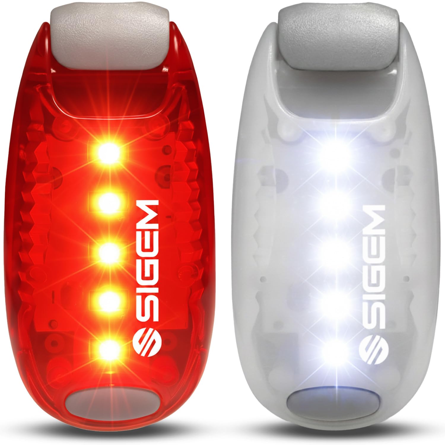 SIGEM LED Safety Lights (2 Pack) + Extra Bonus Items, Clip on Flashing Strobe Light, High Visibility for Running Jogging Walking Cycling for Kids Dogs Bicycle Helmet Bike Tail light