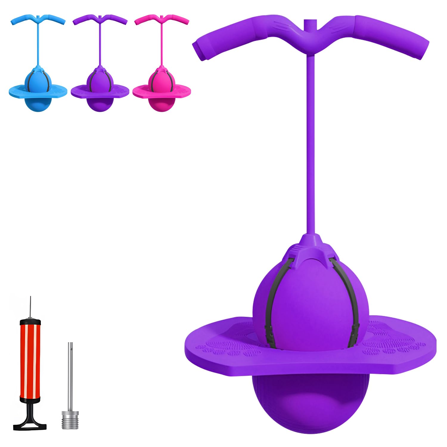 MUSICRAB Balance Jumping Ball, Pogo Jumper with Handle and Ball Pump, 2026 Balance Pogo Ball, Pogo Bouncing Ball for Adults, for Indoor Outdoor Fun (Purple)