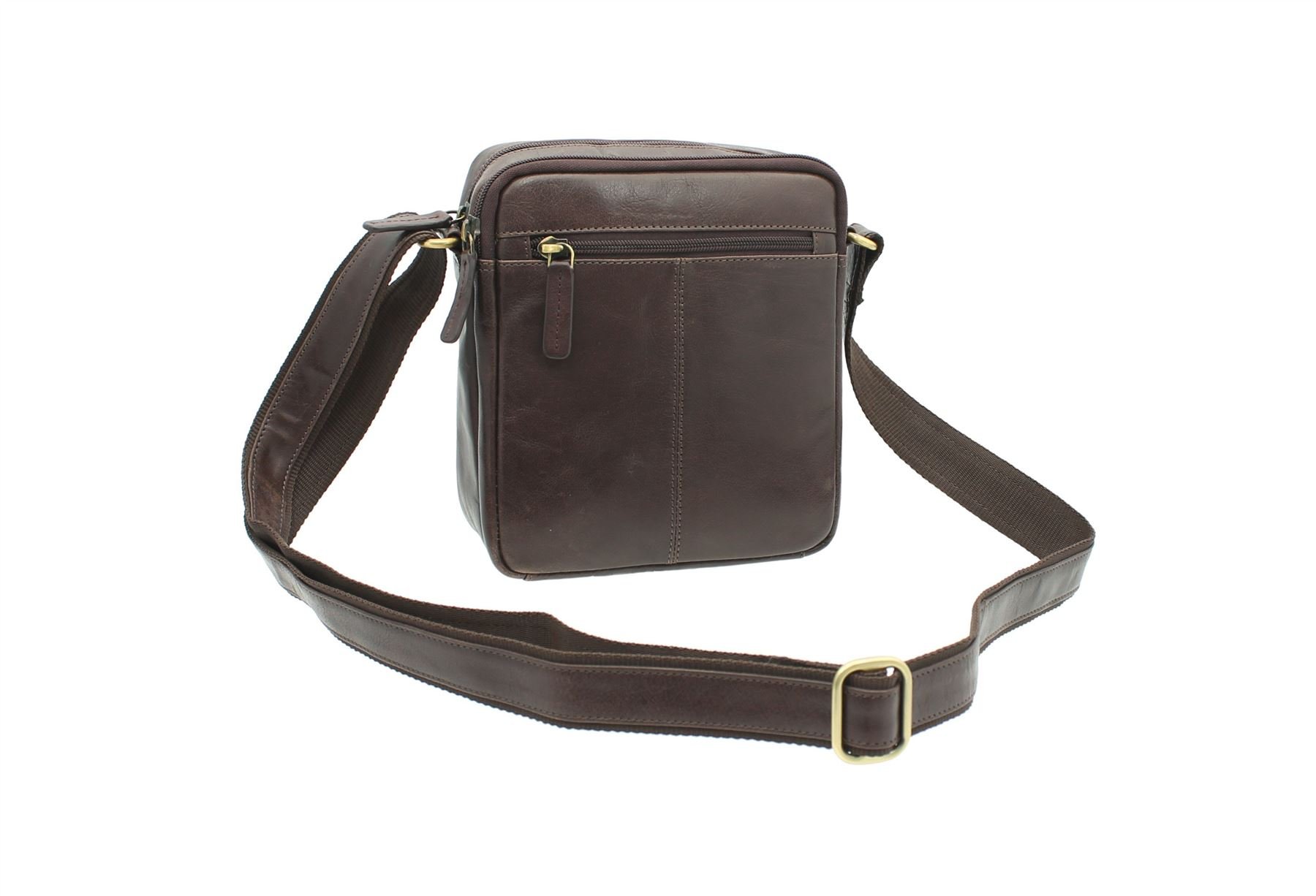 VISCONTI Compact Leather Messenger/Travel Bag S8 Brown